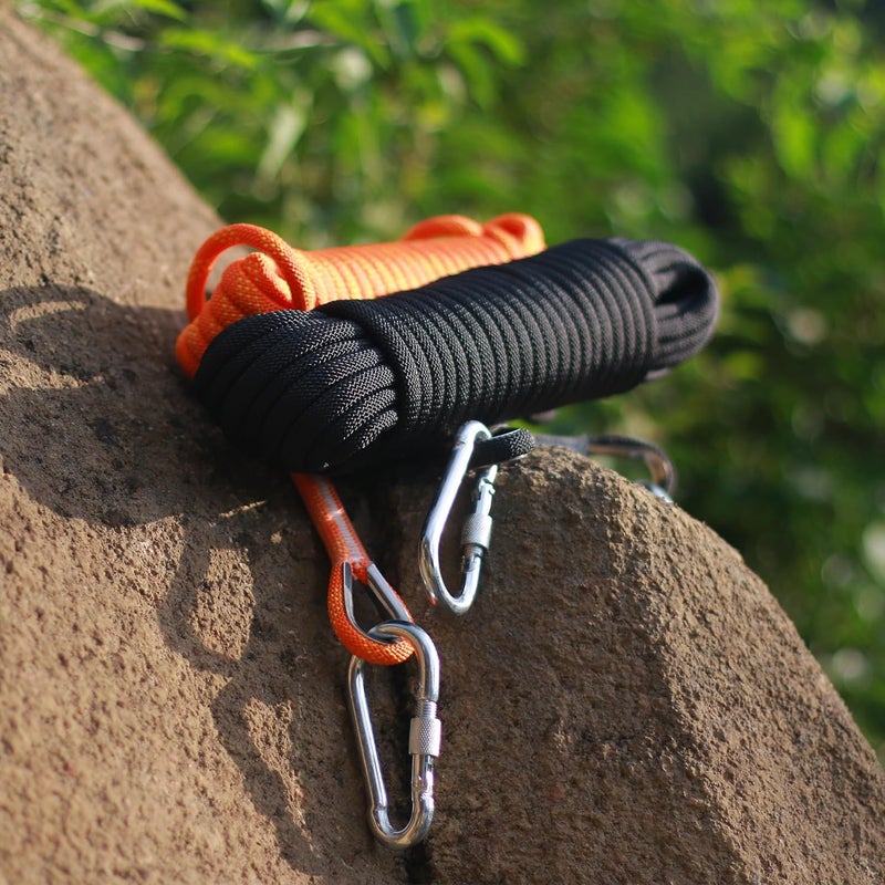 WiseRoot 8mm Static Climbing Rope: Heavy Duty Outdoor Rock Climbing Rope for Arborist Tree Work, Rescue, Camping & Hiking, (10m/32ft, 20m/64ft, 30m/96ft) Orange/Black (Black, 32 Feet) - Image 5